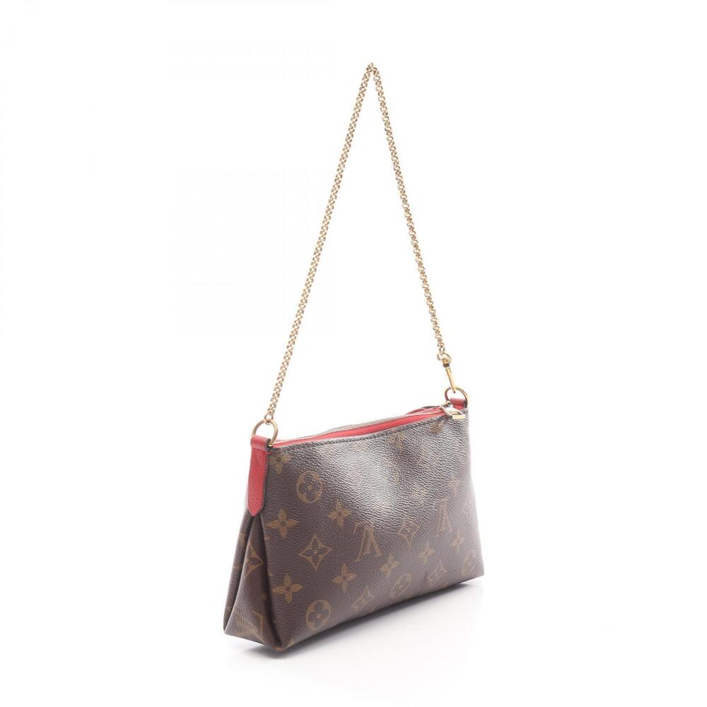 Louis Vuitton Pallas Clutch Monogram Cerise Red Handbag Canvas Leather Brown